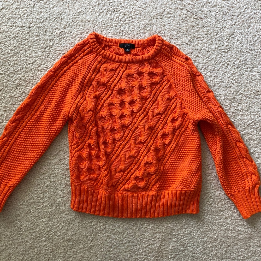J Crew Cable knit orange sweater